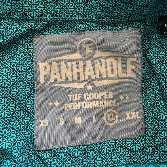 Panhandle Tuf Cooper Mens XL Turquoise Printed Button-Up Shirt Cotton Western - Picture 3 of 9